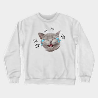 vintage-cat-ha ha ha Crewneck Sweatshirt